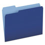 Pendaflex Colored File Folders, 1/3-Cut Tabs, Letter Size, Navy Blue/Light Blue, 100/Box