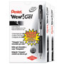Pentel WOW! Retractable Gel Pen, Medium 0.7 mm, Black Ink, Clear/Black Barrel, 24/Pack