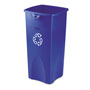Rubbermaid Recycled Untouchable Square Recycling Container, Plastic, 23gal, Blue