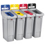 Rubbermaid Slim Jim Recycling Station Kit, 92 gal, 4-Stream Landfill/Paper/Plastic/Cans