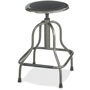 Safco Diesel Series Backless Industrial Stool, High Base, Pewter Leather Seat