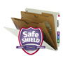 Smead X-Heavy End Tab Pressboard Classification Folders w/SafeSHIELD Fasteners, 2-Pocket Dividers, Letter Size, Gray-Green, 10/Box