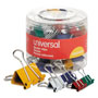 Universal Binder Clips with Storage Tub, (12) Mini (0.5"), (12) Small (0.75"), (6) Medium (1.25"), Assorted Colors