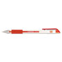 Universal Comfort Grip Gel Pen, Stick, Medium 0.7 mm, Red Ink, Clear Barrel, Dozen