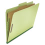 Universal Four-Section Pressboard Classification Folders, 2" Expansion, 1 Divider, 4 Fasteners, Legal Size, Green Exterior, 10/Box