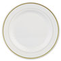 WNA Comet Masterpiece Plastic Plates, 10 1/4in, Ivory w/Gold Accents, Round