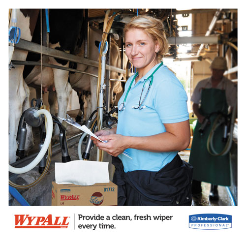 WypAll® L10 SANI-PREP Dairy Towels,POP-UP Box, 1Ply, 10 1/2x10 1/4, 110/Pk, 18 Pk/Carton