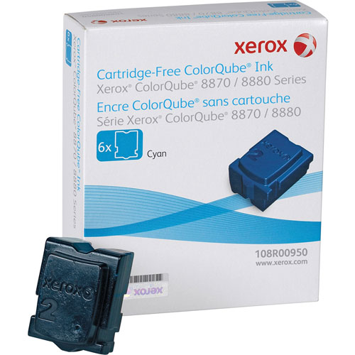 Xerox 108R00950 Solid Ink Stick, 17300 Page-Yield, Cyan, 6/Box