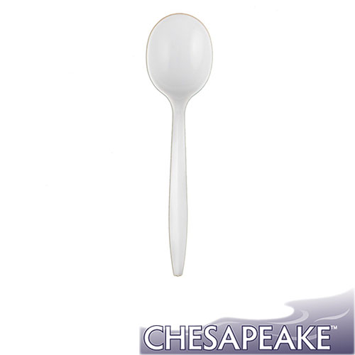 Chesapeake Medium Weight Polypropylene White Soupspoon, Case of 1000