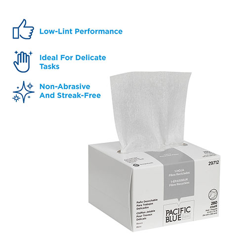Pacific Blue Basic Recycled 3-Ply Disposable Delicate Task Wiper (Previously AccuWipe®), Large, White, 280 Wipers/Box, 60 Boxes/Case, Wiper (WxL) 4.5