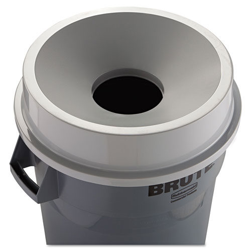 Rubbermaid Round BRUTE Funnel Top Receptacle, 22.38w x 5h, Gray