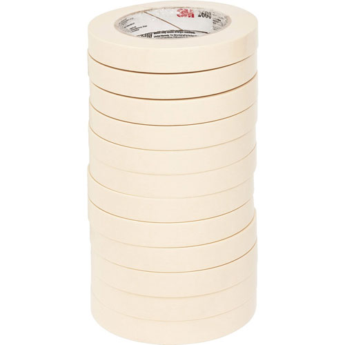 3M Economy Masking Tape - 60 yd Length x 0.71" Width - 4.4 mil Thickness - 3" Core - Rubber Backing - 12 / Pack - Tan