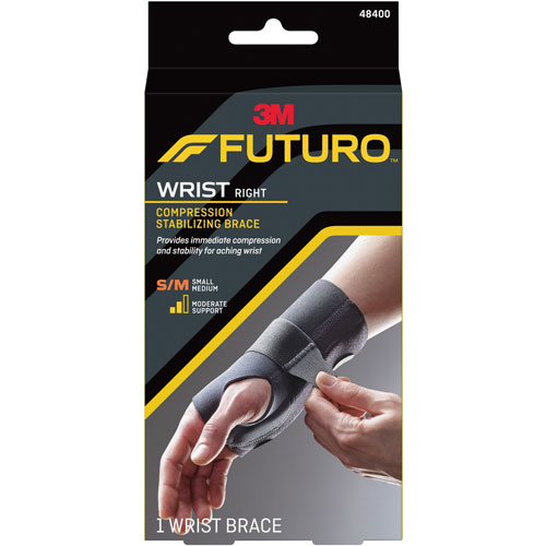 3M Energizing Wrist Support, S/M, Fits Right Wrists 5 1/2"- 6 3/4", Black