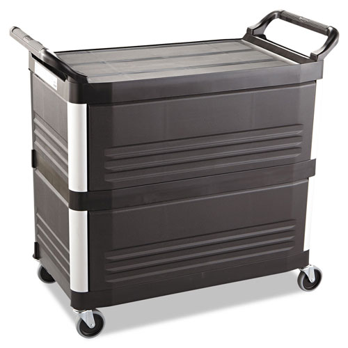 Rubbermaid Xtra Utility Cart, 300-lb Capacity, Three-Shelf, 20w x 40.63d x 37.8h, Black