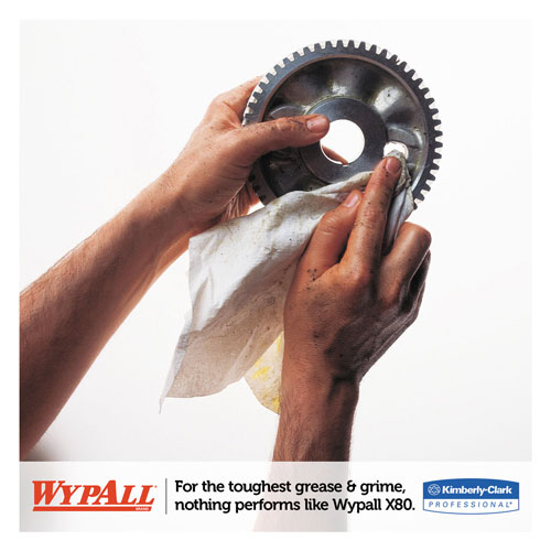WypAll® X80 Cloths, HYDROKNIT, 1/4 Fold, 12 1/2 x 12, White, 50/Box, 4 Boxes/Carton