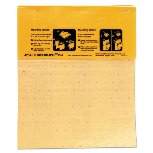 Rubbermaid Over-The-Spill Pad Tablet with Medium Spill Pads, Yellow, 22/Pack