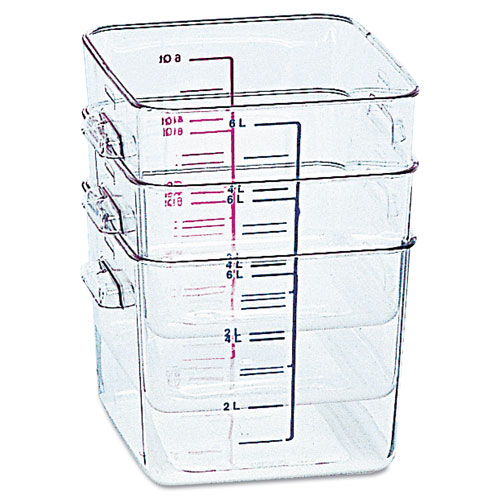 Rubbermaid SpaceSaver Square Containers, 2qt, 8 4/5w x 8 3/4d x 2 7/10h, Clear