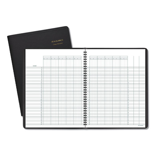 At-A-Glance Undated Class Record Book, Nine to 10 Week Term: Two-Page Spread (35 Students), 10.88 x 8.25, Black Cover