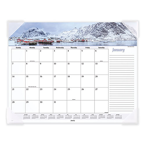 At-A-Glance Seascape Panoramic Desk Pad, Seascape Panoramic Photography, 22 x 17, White Sheets, Clear Corners, 12-Month (Jan-Dec): 2024