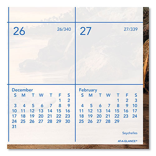 At-A-Glance Tropical Escape Wall Calendar, Tropical Escape Photography, 15 x 12, Pale Blue/Multicolor Sheets, 12-Month (Jan to Dec): 2024