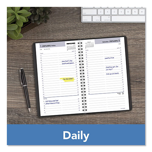 At-A-Glance DayMinder Daily Appointment Book, 8.5 x 5.5, Black Cover, 12-Month (Jan to Dec): 2024