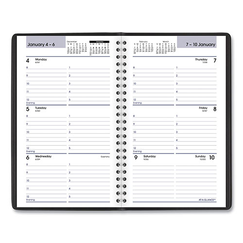 At-A-Glance DayMinder Block Format Weekly Appointment Book, 8.5 x 5.5, Black Cover, 12-Month (Jan to Dec): 2024
