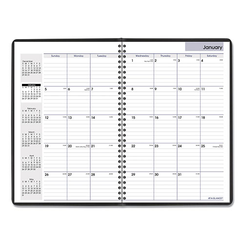 At-A-Glance DayMinder Monthly Planner, Ruled Blocks, 12 x 8, Black Cover, 14-Month (Dec to Jan): 2023 to 2025