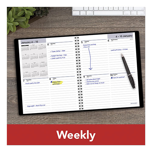 At-A-Glance DayMinder Open-Schedule Weekly Appointment Book, 8.75 x 7, Black Cover, 12-Month (Jan to Dec): 2024