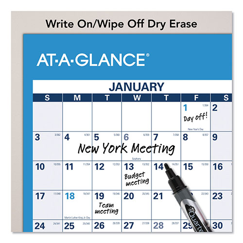 At-A-Glance Horizontal Reversible/Erasable Wall Planner, 48 x 32, White/Blue Sheets, 12-Month (Jan to Dec): 2024