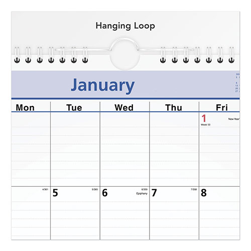 At-A-Glance QuickNotes Wall Calendar, 12 x 17, White/Blue/Yellow Sheets, 12-Month (Jan to Dec): 2024