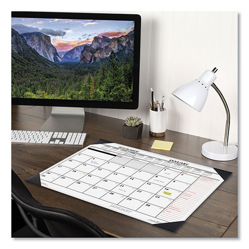 At-A-Glance Two-Color Monthly Desk Pad Calendar, 22 x 17, White Sheets, Black Corners, 12-Month (Jan to Dec): 2024