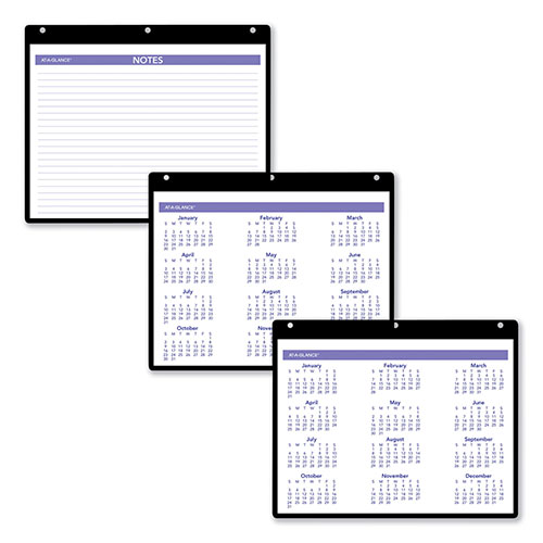 At-A-Glance Monthly Desk/Wall Calendar with Plastic Backboard and Bonus Pages, 11 x 8, White/Violet/Red Sheets, 12-Month (Jan-Dec): 2024
