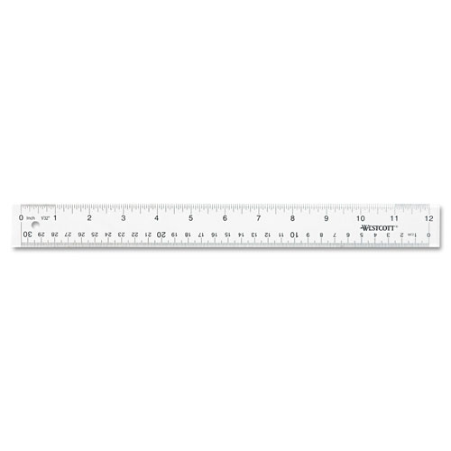 Westcott® Clear Flexible Acrylic Ruler, Standard/Metric, 12