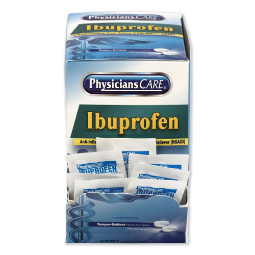 Physicians Care Ibuprofen Medication, Two-Pack, 50 Packs/Box
