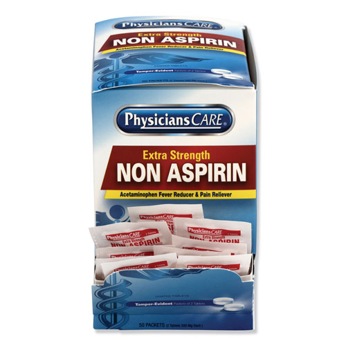 Physicians Care Non Aspirin Acetaminophen Medication, Two-Pack, 50 Packs/Box