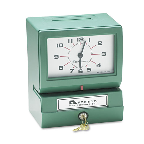 Acroprint Time Recorder Model 150 Analog Automatic Print Time Clock with Month/Date/0-23 Hours/Minutes
