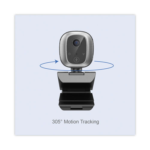 Adesso CyberTrack M1 HD Fixed Focus USB Webcam with AI Motion/Facial Tracking, 1920 Pixels x 1080 Pixels, 2.1 Mpixels, Black/Silver