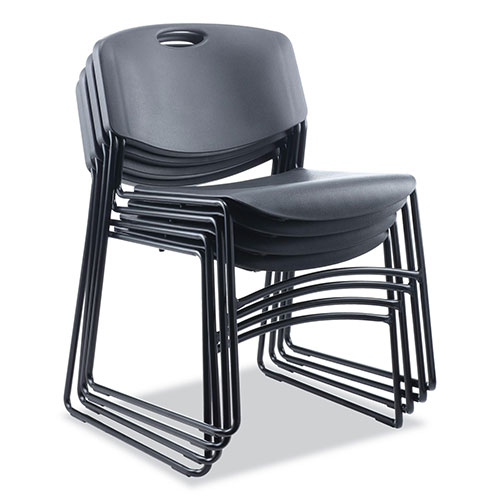 Alera Alera Resin Stacking Chair, Supports Up to 275 lb, Black Seat/Back, Black Base, 4/Carton