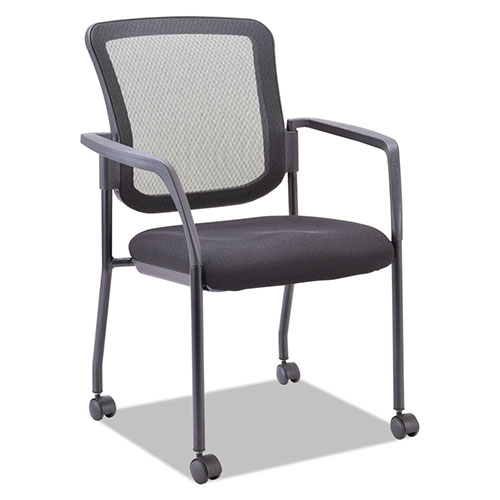 Alera Mesh Guest Stacking Chair, Supports up to 275 lbs., Black Seat/Black Back, Black Base