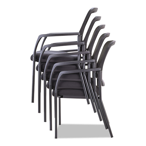 Alera Mesh Guest Stacking Chair, Supports up to 275 lbs., Black Seat/Black Back, Black Base