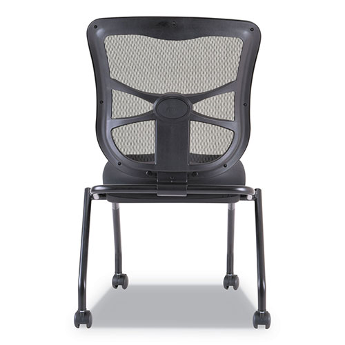 Alera Elusion Mesh Nesting Chairs, Black Seat/Black Back, Black Base, 2/Carton