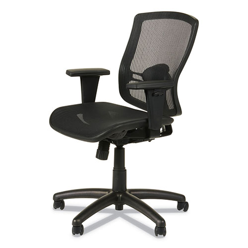 Alera Etros Series Suspension Mesh Mid-Back Synchro Tilt Chair, Supports up to 275 lbs, Black Seat/Black Back, Black Base