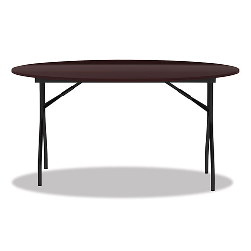 Alera Round Wood Folding Table, 59 Dia x 29 1/8h, Mahogany