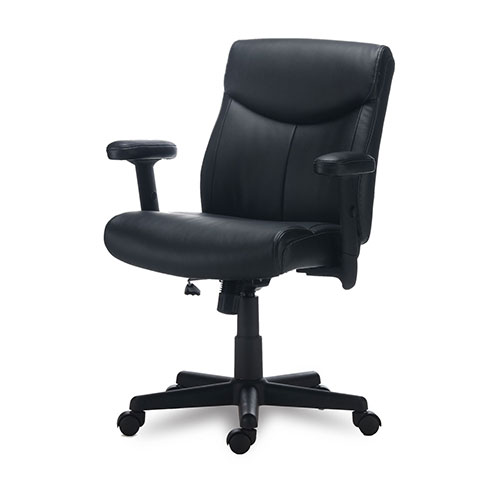 Alera Alera Harthope Leather Task Chair, Supports Up to 275 lb, Black Seat/Back, Black Base