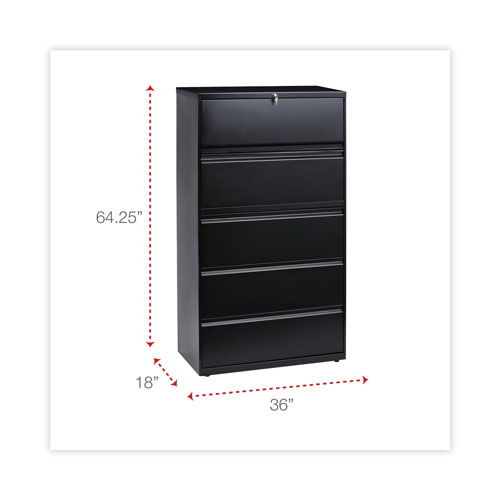 Alera Lateral File, 5 Legal/Letter/A4/A5-Size File Drawers, Black, 36