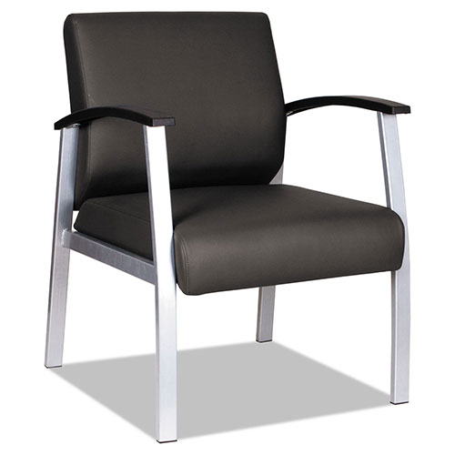 Alera metaLounge Series Mid-Back Guest Chair, 24.60'' x 26.96'' x 33.46'', Black Seat/Black Back, Silver Base
