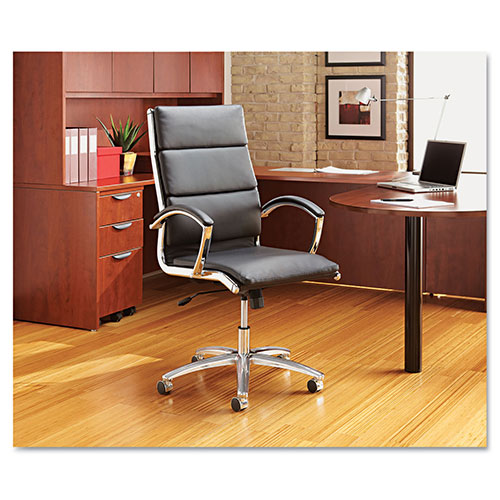 Alera Neratoli High-Back Slim Profile Chair, Supports up to 275 lbs, Black Seat/Black Back, Chrome Base