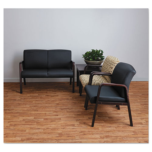 Alera Reception Lounge Series Wood Loveseat, 44.88w x 26.13d x 33h, Black/Mahogany