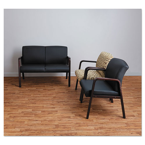 Alera Reception Lounge WL Series Guest Chair, 24.21'' x 26.14'' x 32.67'', Tan Seat/Tan Back, Mahogany Base