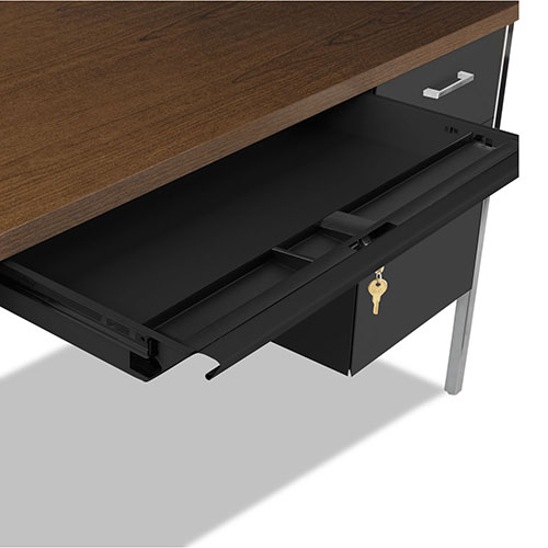 Alera Double Pedestal Steel Desk, Metal Desk, 72w x 36d x 29.5h, Mocha/Black